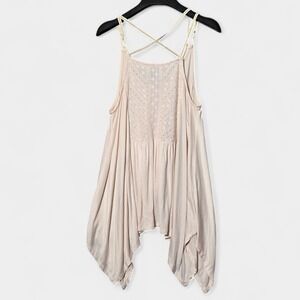 Onetheland Handkerchief Hem Strappy Top Pink M Flowy Boho Feminine Festival